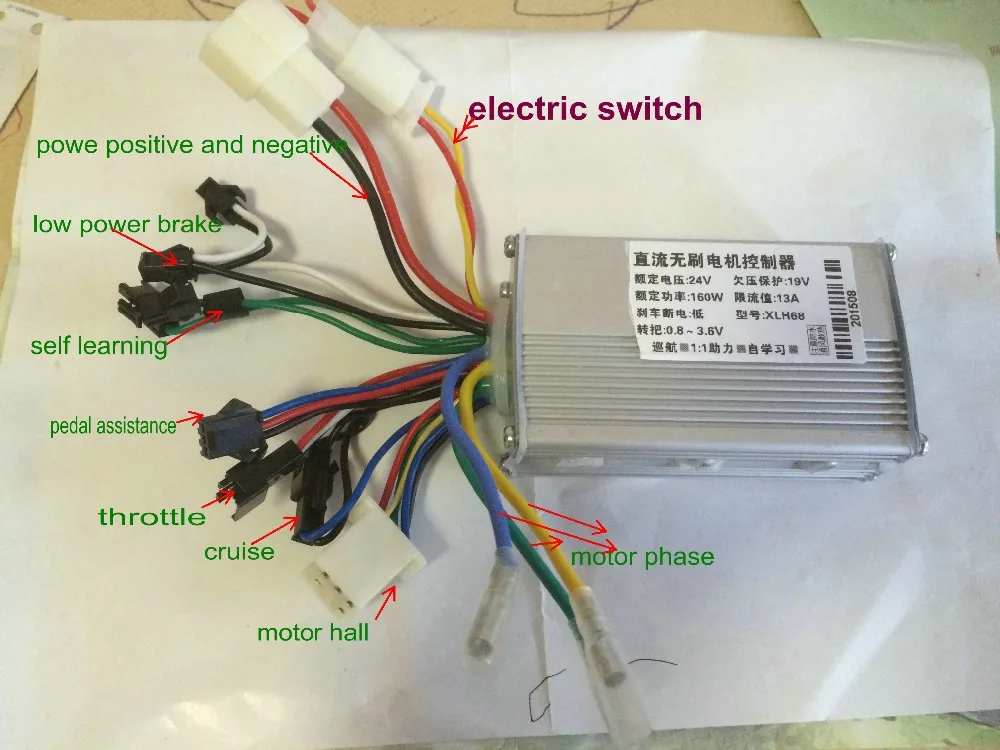 6mosfet BLDC контроллер без сенсора 24v36v48v60v 250w350w зал линейный EBS тормоз/Круиз для электрического велосипеда скутер горный велосипед ATV трехколесный велосипед