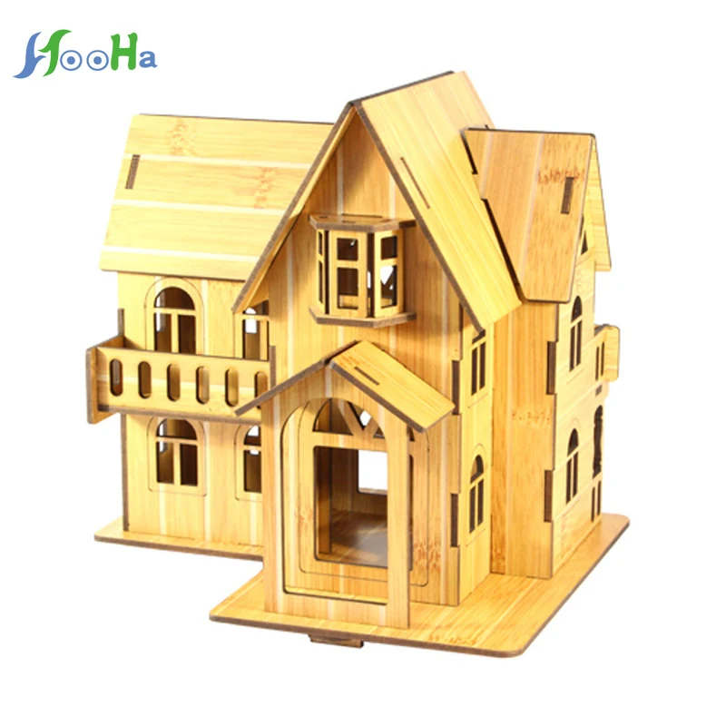 Dominación casa 3d madera kit edificio casa puzzle obra madera rompecabezas de madera 