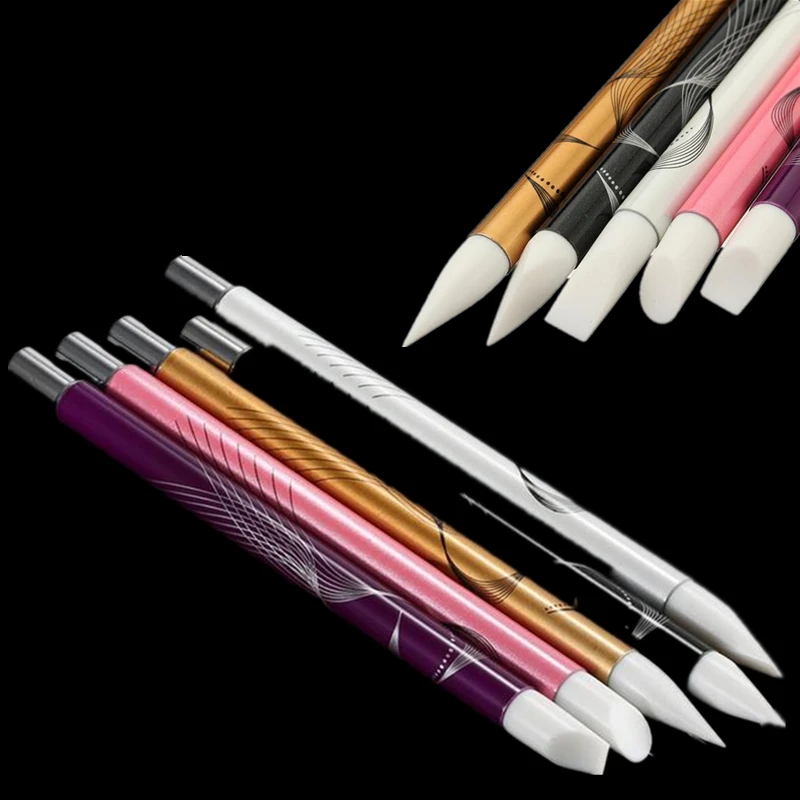 

5Pcs Silicone Brush Sculpture Pen Carving Emboss Shaping Hollow Builder Painting Polish Craft Builder Nail Art Manicure Tool Set