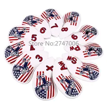 11 шт. США звезды и полосы Гольф Железный чехол Синтетическая кожа Гольф Clud головной убор с вышитым орлом узор