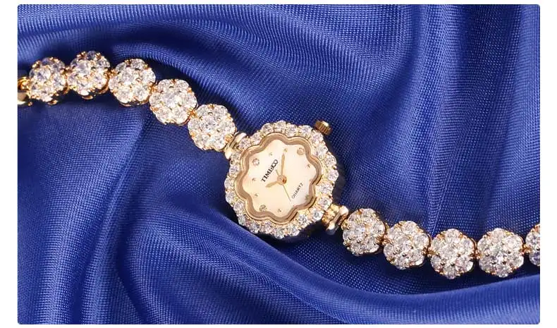 Известный бренд TIME100 длинный медный ремешок Подсолнух горный хрусталь водонепроницаемый Алмаз кварцевые женские часы браслет# W50344L. 04A