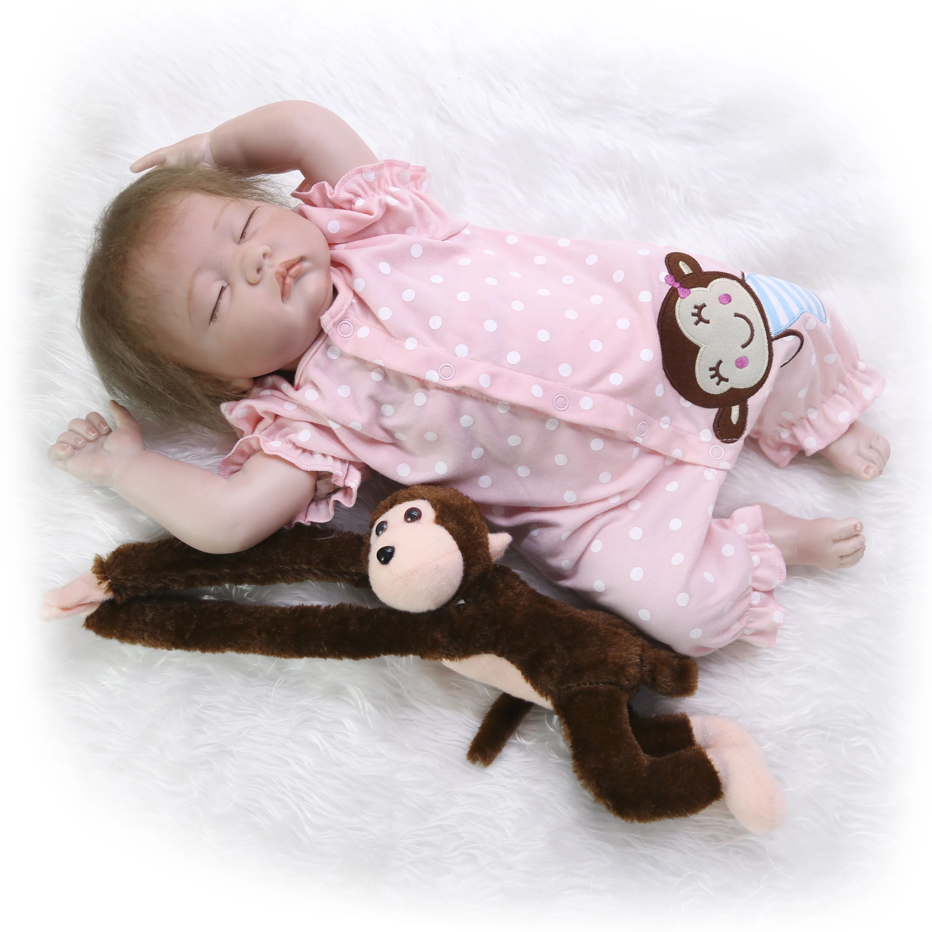 Милая 22 дюймовая Кукла Reborn Baby мягкая виниловая хлопковая Мягкая кукла ручной