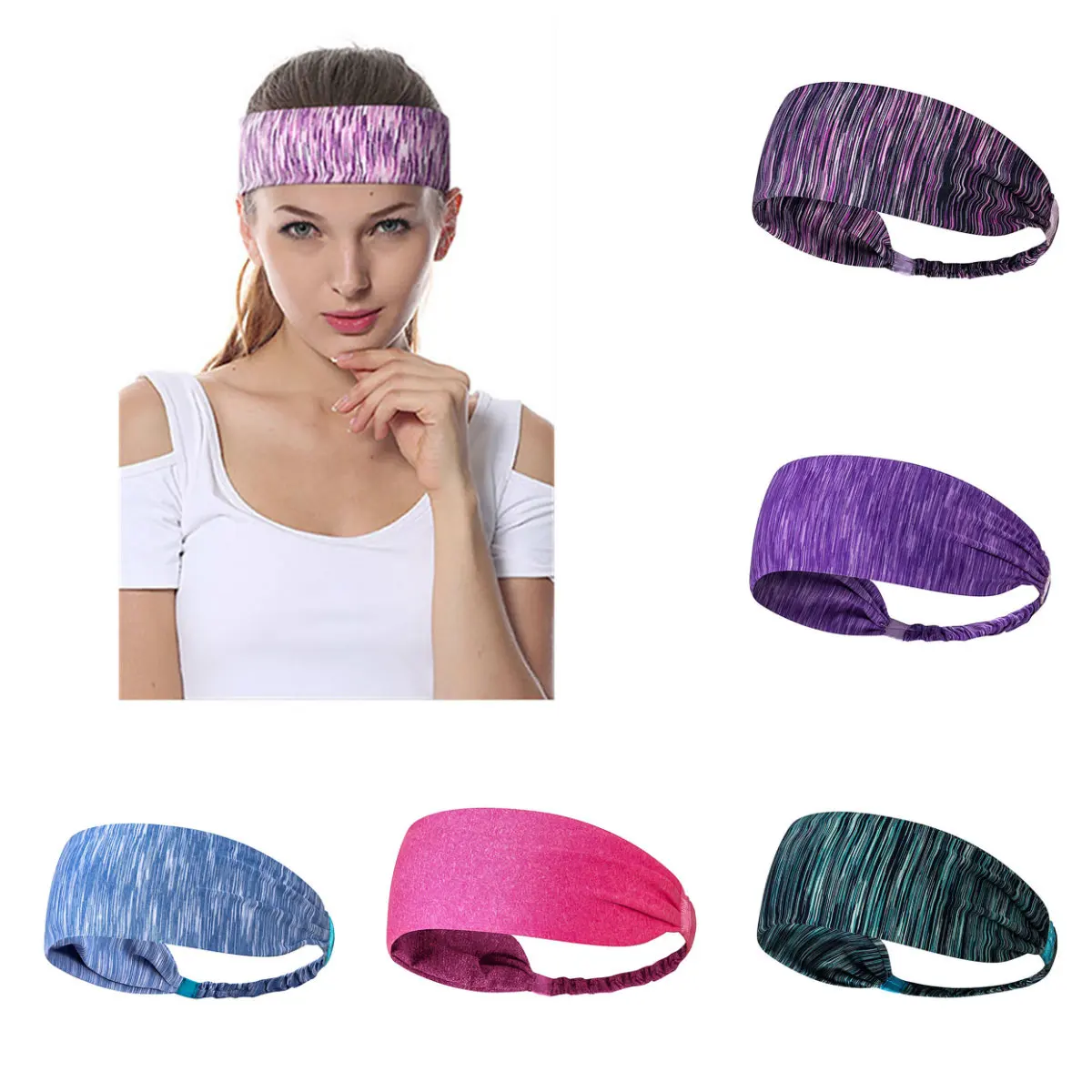 

Drop Ship 24CM Absorbent Sport Sweat Headband Sweatband For Men Women Yoga Hair Bands Head Sweat Bands Sports Safety
