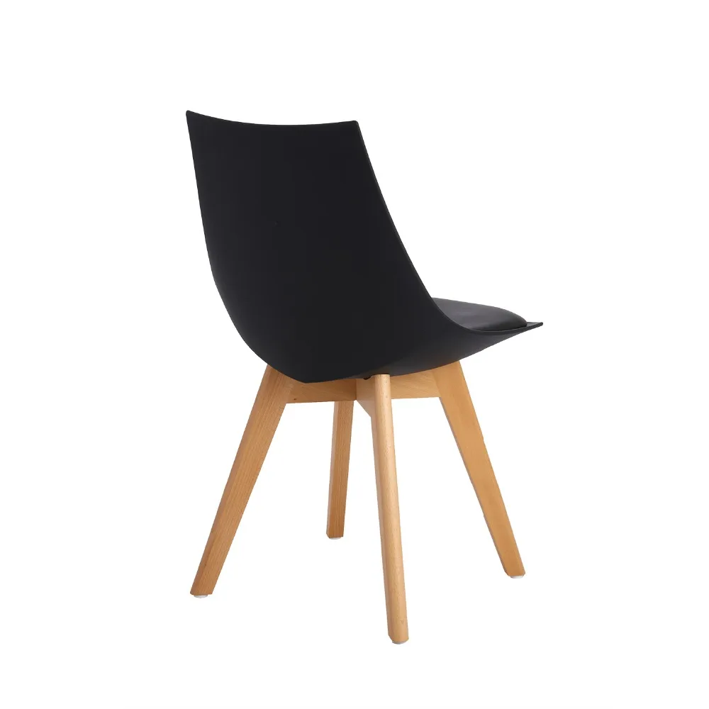 EGGREE 4PC Kitchen Chairs, Wooden Chair, Mirror Frame With Feet, Office Room Of Beech Wood And Metal Frame,Black Solid Legs