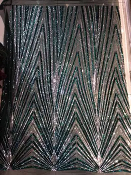 

Popular embroidered Mesh Tulle fabric Factory price Nigerian lace fabric with sequins in green gold red purple