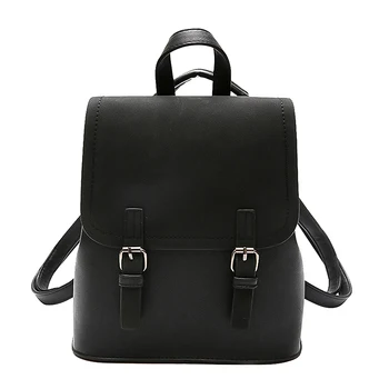 

LJL-Women'S Backpack Scrub Pu Leather Shoulder Simple Contrast Backpack