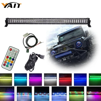 

240w 42inch Chasing RGB Halo Led light bar 10 Solid Color Changing with Strobe Flashing Spot Flood Combo Beam IP67 Waterproof
