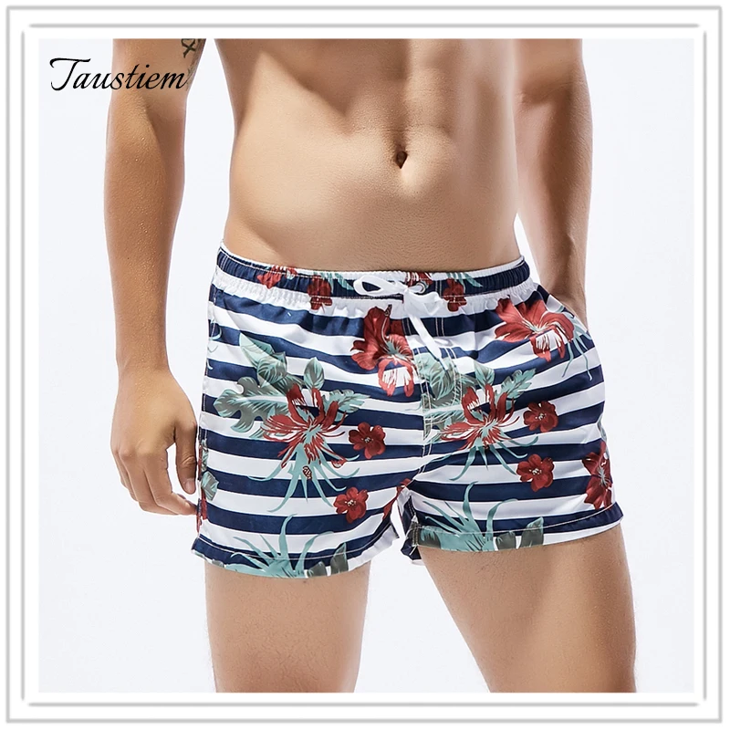Taustiem Brand Men Swimsuits Swimwear Board Beach Shorts Boxer Trunks
