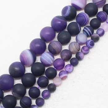 

Purple Frost Stripe Agates Round Beads 15",For DIY Jewelry Making ! We provide mixed wholesale for all items !