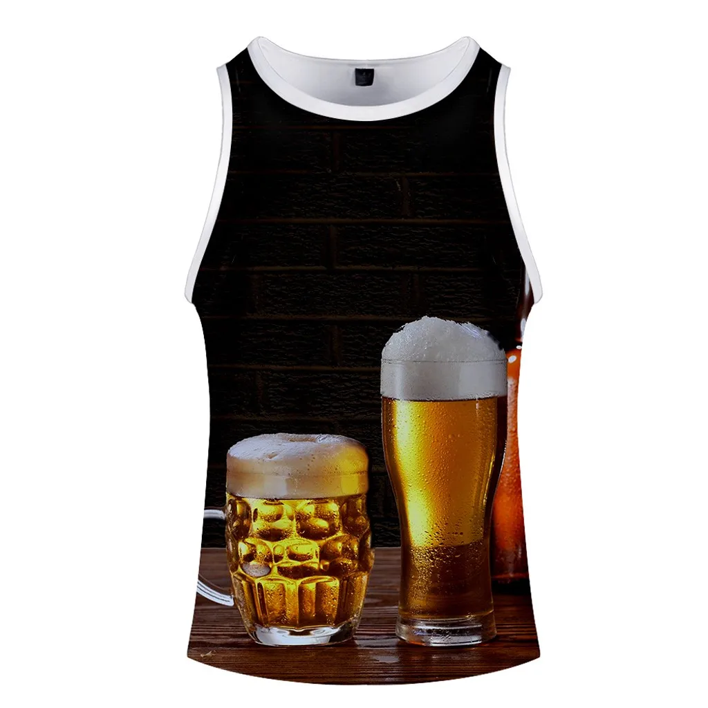 

Men's tank top Casual bodybuilding gym clothing tank top Beer Festival 3D Printed O-Neck Sleeveless Male Vest Camisetas hombre
