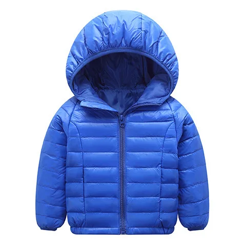 Модная тонкая одежда для детей 2-13 лет; Верхняя одежда и пальто для мальчиков; сезон осень-зима; светильник; куртка-пуховик для девочек; теплая детская одежда с капюшоном - Цвет: sapphire blue