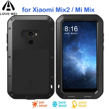 

MIX 2 LOVEMEI Life Waterproof Metal Case for Xiaomi Mi Mix Metal Armor Shockproof Case For Xiaomi Mi MIX 2 Cover +tempered glass