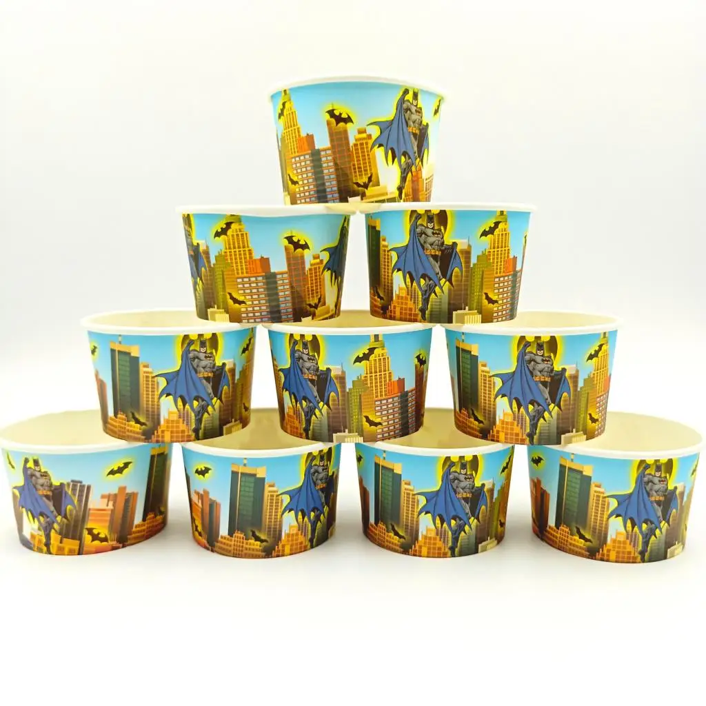 

10pcs/lot Batman Theme Ice Cream Cups Baby Shower Party Supplies Batman Ice Cream Bowl Kids Birthday Party Decoration