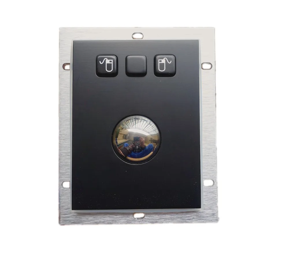

USB&PS2 Panel mount 38mm black coated metal Trackball Industrial Pointing Device with 3 mouse buttons left middle right function