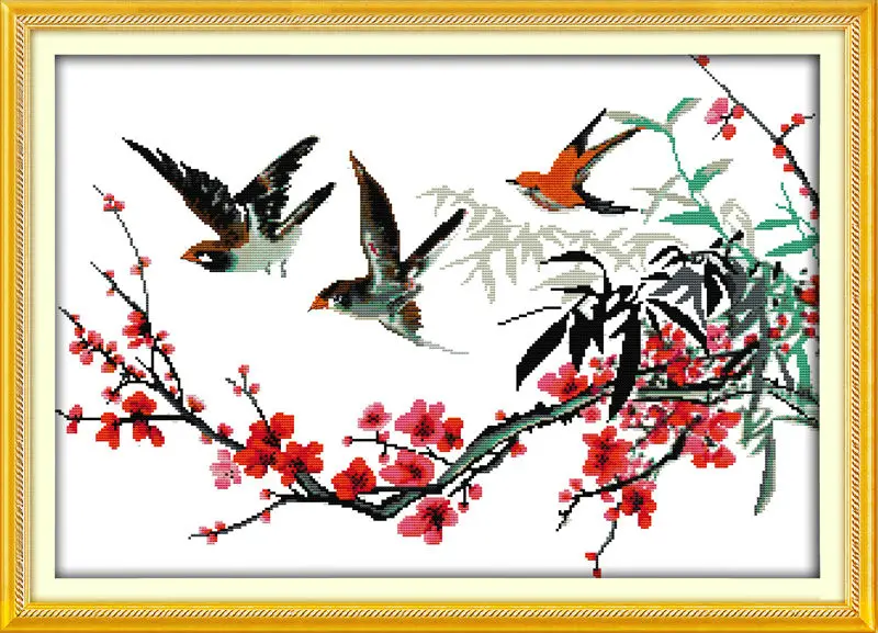 

The birds with branches Printed on Canvas DMC Counted Chinese Cross Stitch Kits printed Cross-stitch set Embroidery Needlework