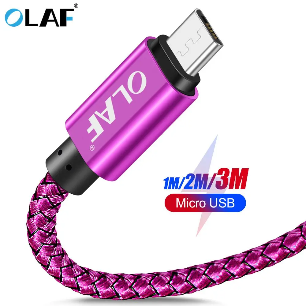 أولاف المصغّر usb كابل 2.4A سريع شحن 1 M 2 M 3 M شاحن يو اس بي كابل بيانات لسامسونج Xiaomi سلك Microusb شاحن هاتف محمول يعمل بنظام تشغيل أندرويد كابلات