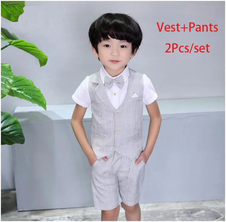 Gary vest shorts Брендовый комплект из 2 предметов: жилет+ шорты, комплекты летней одежды для мальчиков, джентльменские Детские торжественные костюмы с цветочным принтом для свадебной вечеринки для мальчиков, платье F113 - Цвет: Gary vest shorts