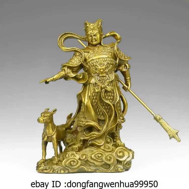 Zmrui 7 Китайский Миф латунь медь защита три глаза Yang Jian God Erlang Собака Статуя садовое