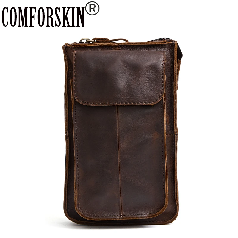 

COMFORSKIN Brand Luxurious 100% Cow Leather Men Waist Pack Belt Bag 2017 New Arrivals Multi-function Travel Waist Pack Men Bag