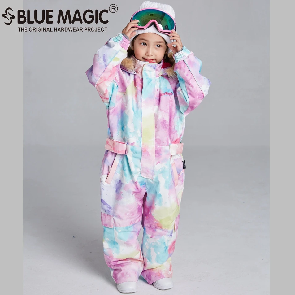 bluemagic Kombez зимний толстый лыжный комбинезон детский холодный костюм наружный