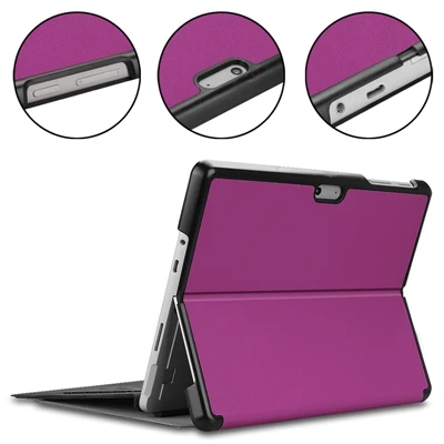 Ультра тонкий чехол из искусственной кожи чехол для microsoft Surface Go 10 дюймов планшет+ стилус три раза нет сна функции пробуждения - Цвет: Фиолетовый