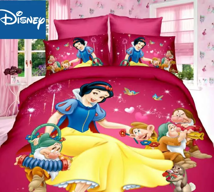 Disney Белоснежка Принцесса двойной размер постельных принадлежностей для девочек пододеяльник набор 3-5 шт. мультфильм домашний текстиль