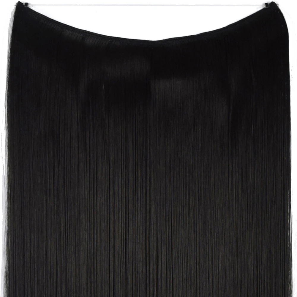 Heat Resistant B5 Synthetic Fiber Straight Elasticity Invisible Wire Halo Hair Extensions 8106