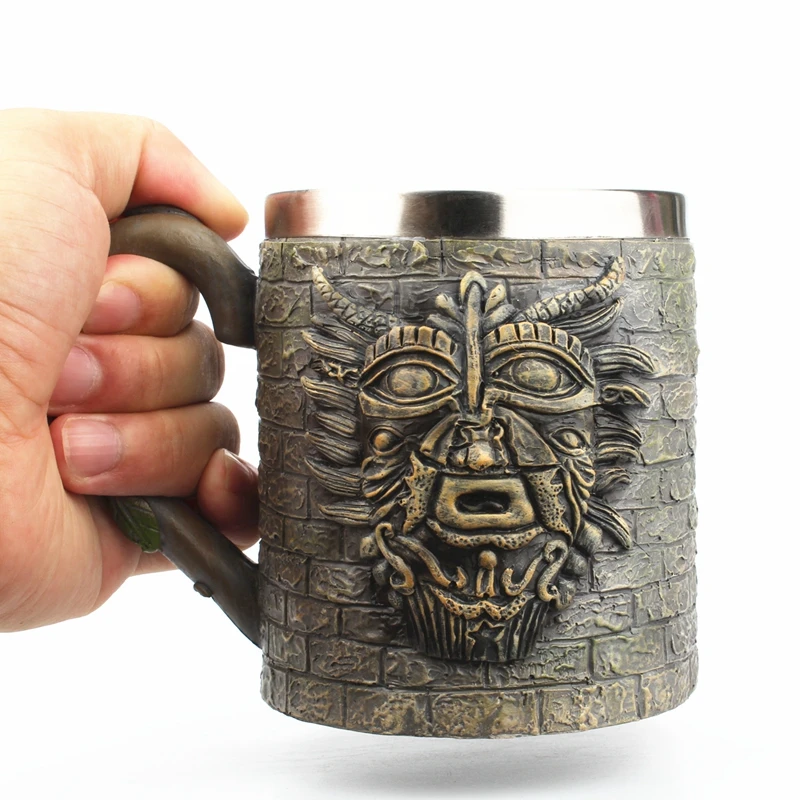 

Pharaoh Beer Mug Resin Stainless Steel Double-wall Coffee Cup Ancient Egypt Pharaoh Christmas Tea Milk Mugs Bar Gift Decoration