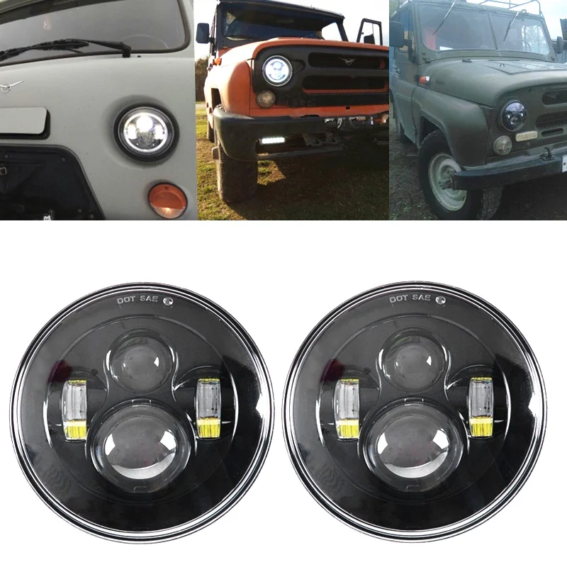 Для UAZ 4x4 Jungle Lada urban Niva 7 &quotчерный светодиодный H4 Фара для Jeep JK TJ LJ Land Rover Defender|rover