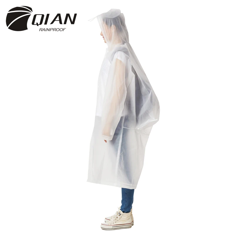 

QIAN RAINPROOF Impermeable Raincoat Women Transparent EVA Waterproof Trench Coat Backpack Position's Poncho Rainwear Rain Gear