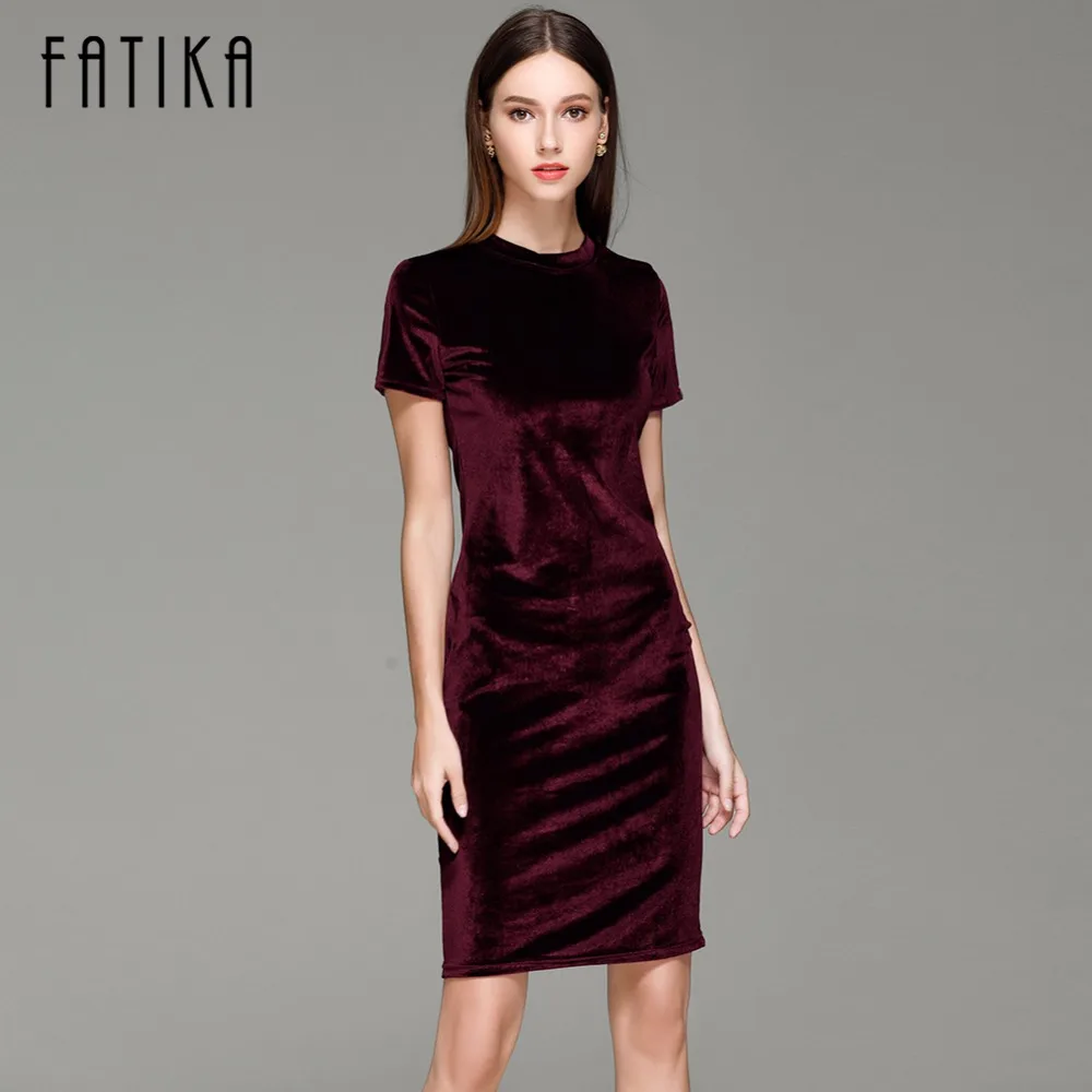 

FATIKA 2017 Summer Short Sleeve Velvet Short Casual Women Dress Fashion Women Clothing Elegant Bodycon Party Dresses