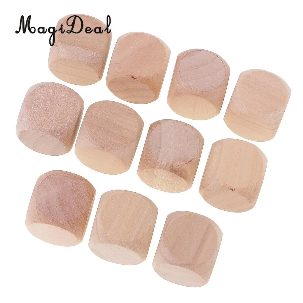 MagiDeal 10 Piece/Set 3cm Wooden Dices D6 Six Sided Blank DIY for D&D TRPG MTG Toys