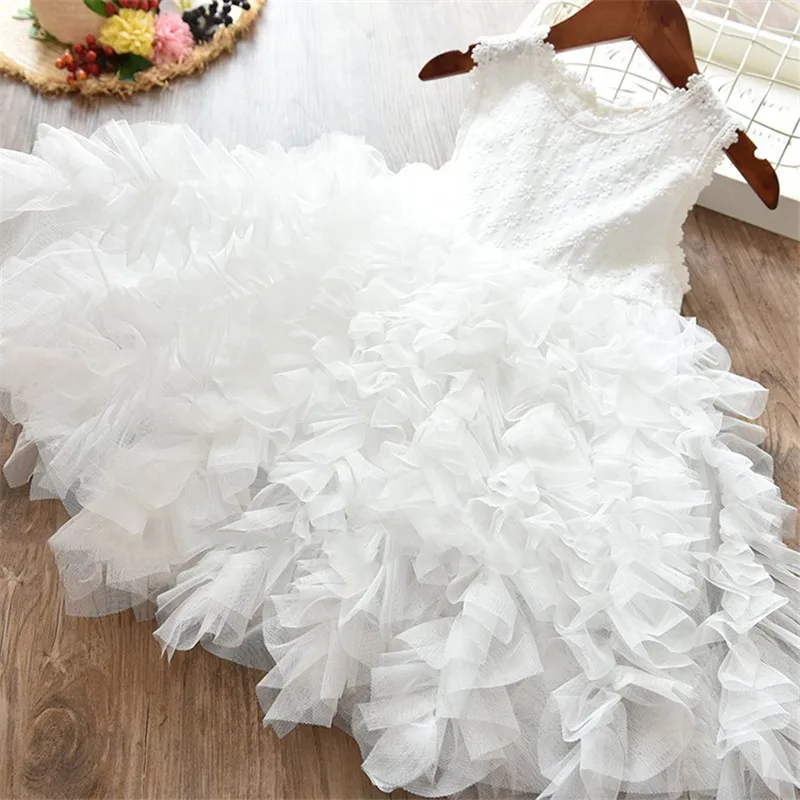 

New Baby Girl Dress Embroidery Flower Sleeveless Ball Gown Princess Flower Girls Dresses Kids Summer Clothing 3 4 5 6 7 8 Years