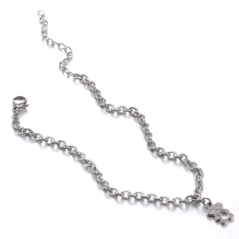 

cute bear charms pendant stainless steel bracelet anklet charm jewelry SSL013