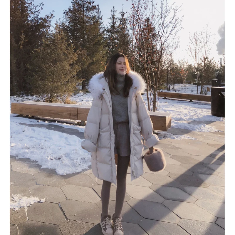 Koop Mishow 2019 Winter Vrouwen Mid Lange Down Jassen Causual Warm Thicken Losse Donsjack MX18D8848