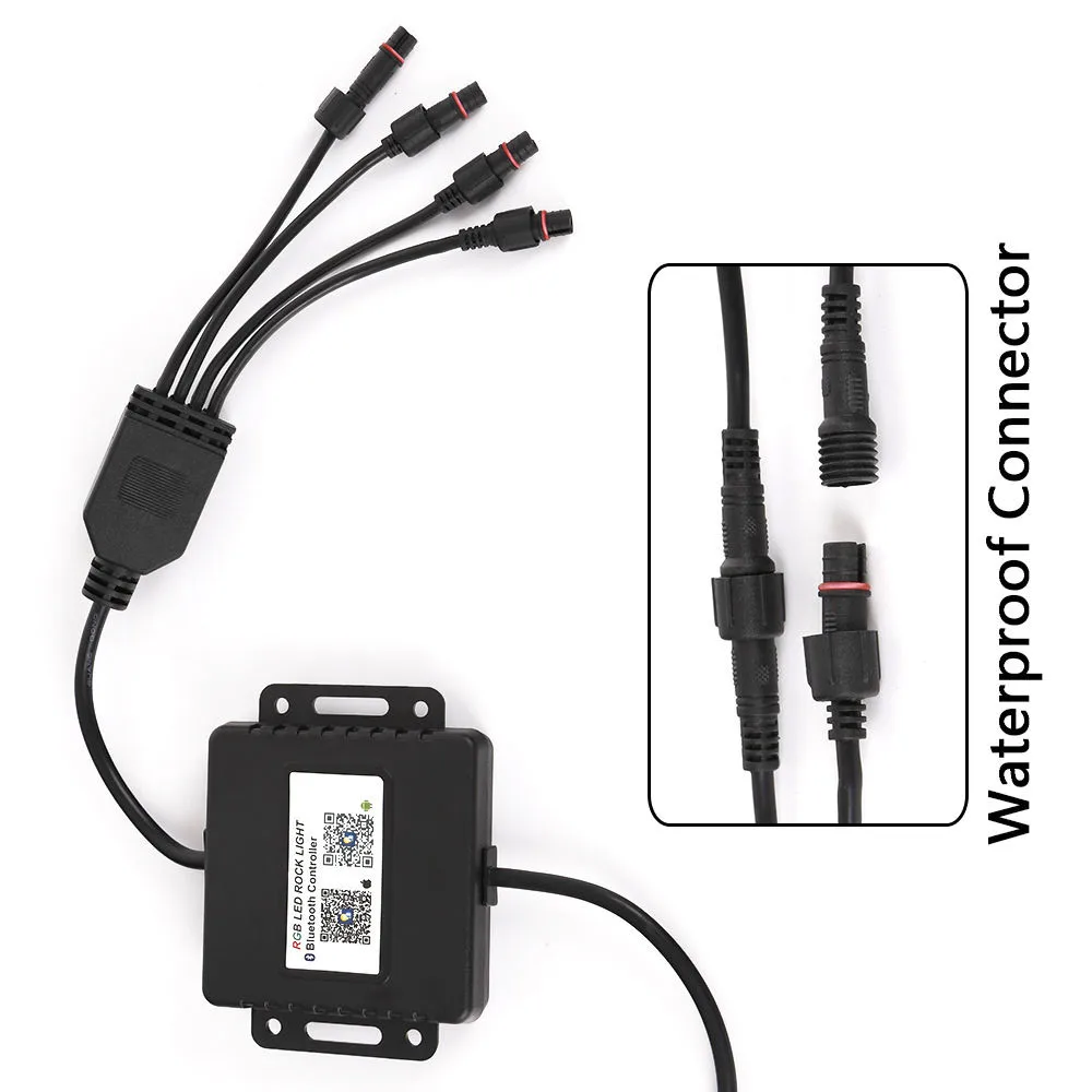 RGB LED Rock Light Kits with Bluetooth & Cell Phone Wireless Remote Control for Cars Truck Jeep Mine (4)