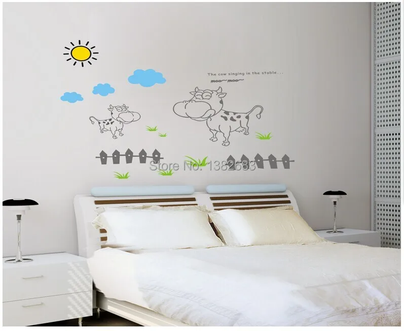 Gratis Pengiriman 3d Wall Sticker Sinar Matahari Susu Sapi Padang Rumput Rumput Dekorasi Rumah Stiker Dinding Stiker Tv Background Ay1923 Home Decor Stickers 3d Wall Stickerswall Sticker Aliexpress
