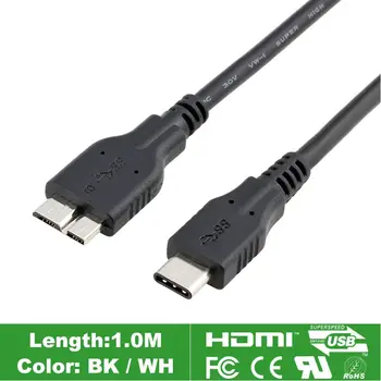 

Micro B USB 3.0 to USB Type C Cable Type-C SSD Solid state Drive Cables Mobile Hard Drive For Macbook Pro 13" ThinkPad X1 Tablet