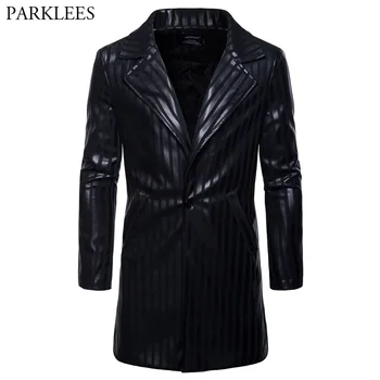 

Fashion Longline Pu Leather Jacket Men 2018 Brand New Faux-Leather Motocycle Jacket Mens Casual Jackets and Coats Veste Homme