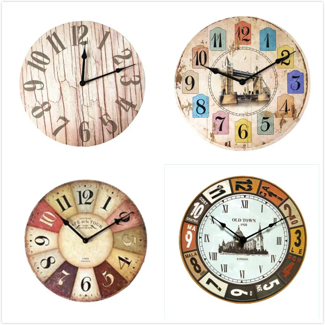 Us 10 12 15 Off Fashion Modern Design Wooden Wall Clock Vintage Rustic Shabby Chic Home Office Cafe Decoration Art Large Watch Horloge Murale In