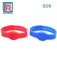 100 шт./лот S08 стиль 13.56 мГц электронной идентификации браслет водонепроницаемый силиконовый браслет для NFC hotel контроля доступа