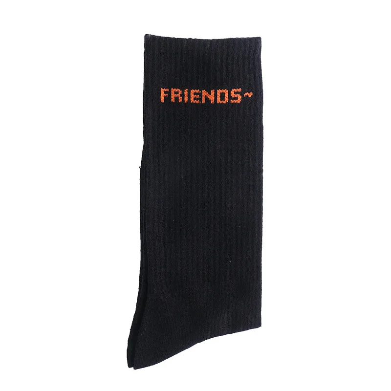 Maylooks Tide V word black orange high street hip hop tide FRIENDS letter tube socks W61