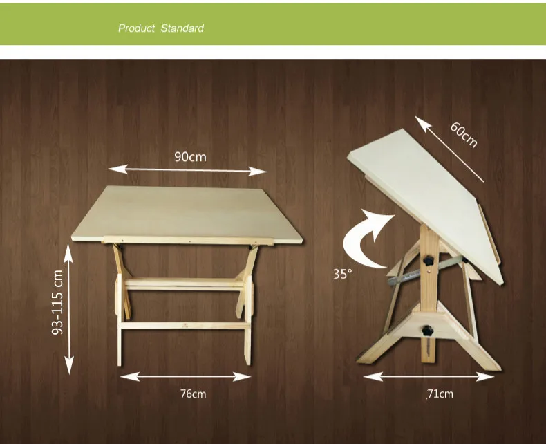 Сосновый импортный мольберт, студенческий чертежный стол, чертежная доска, профессиональный инженерный чертежный стол, подъемный Наклонный мольберт CAD