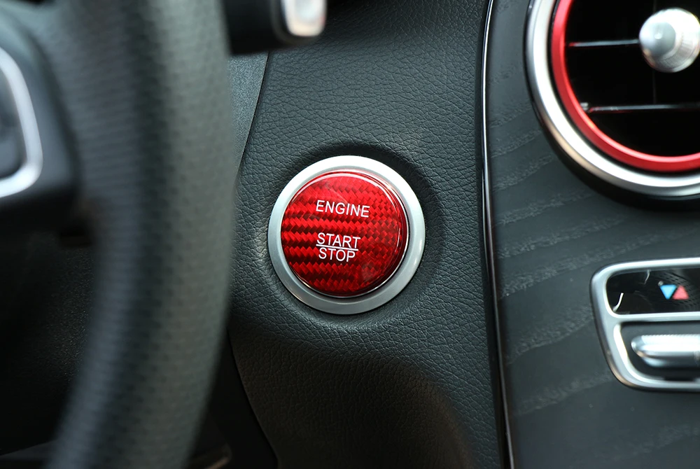 Углеродное волокно автомобильный двигатель кнопка запуска стоп Крышка Накладка для Mercedes Benz C Class W205 AMG GLC GLA GLS GLE CLA X253 аксессуары