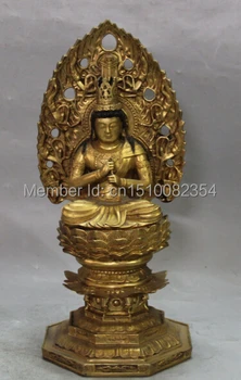 

6" Chinese Purple Bronze 24K Gold Seat Lotus Kwan-yin Bodhisattva Goddess Statue