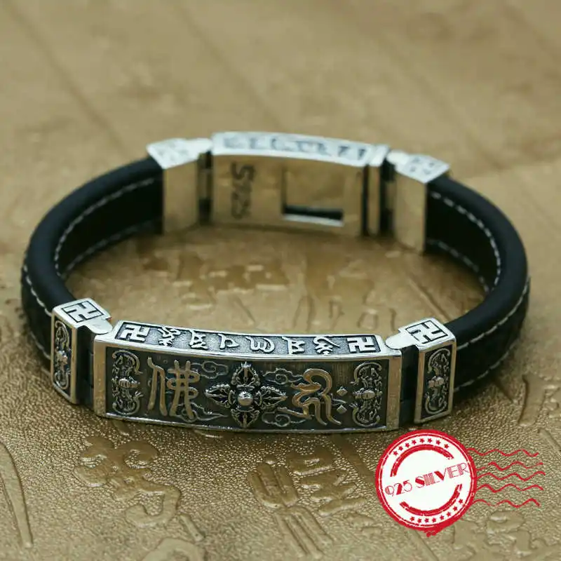 

S925 sterling silver men's bracelet personality fashion jewelry handmade retro cherry styling 2018 new gift to send lover