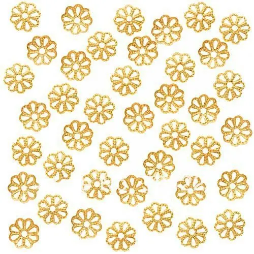 

2000pcs Open Petal Flower Bead Caps, 6mm, silver or Gold Plated you pick color