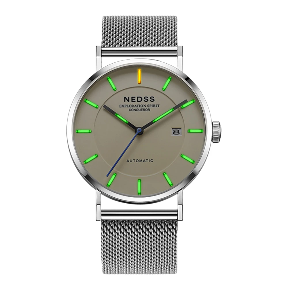  Luxury Brand NEDSS DW style watch Miyota 9015 Mechanical Watches Mechanische Uhren mesh steel tritium Luminous 50m waterproof 