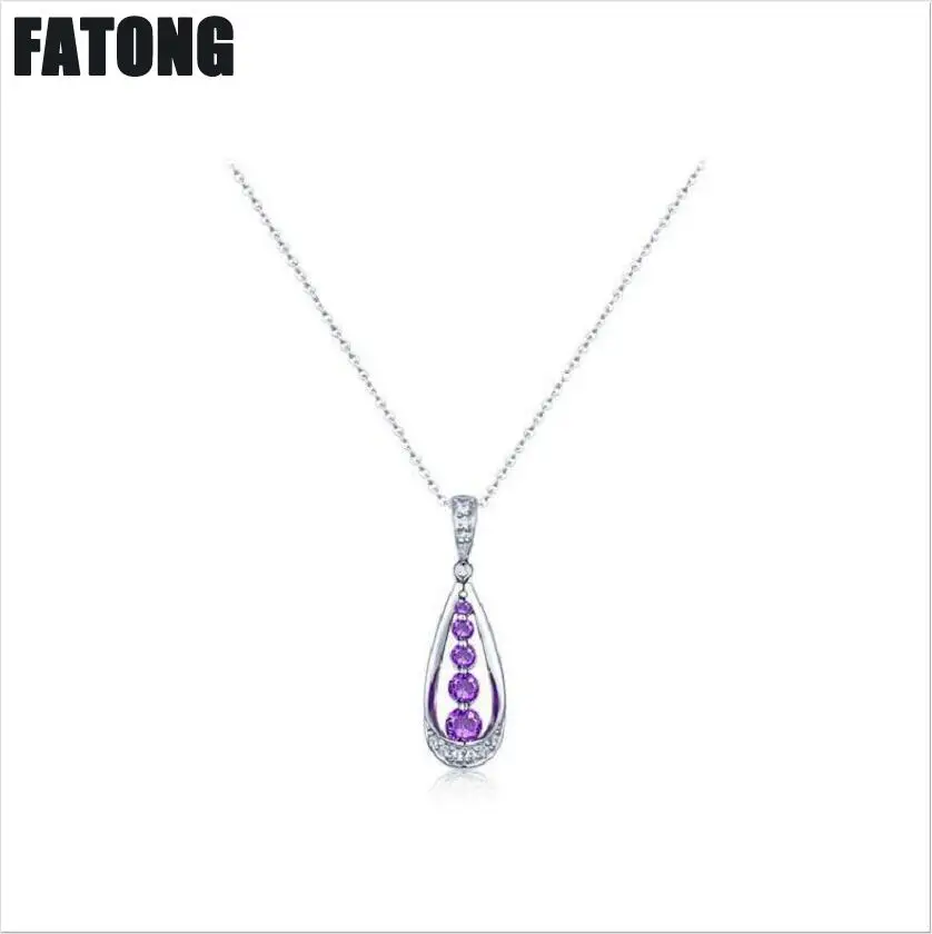 

New 925 sterling silver natural amethyst women's necklace Korean jewelry J0258