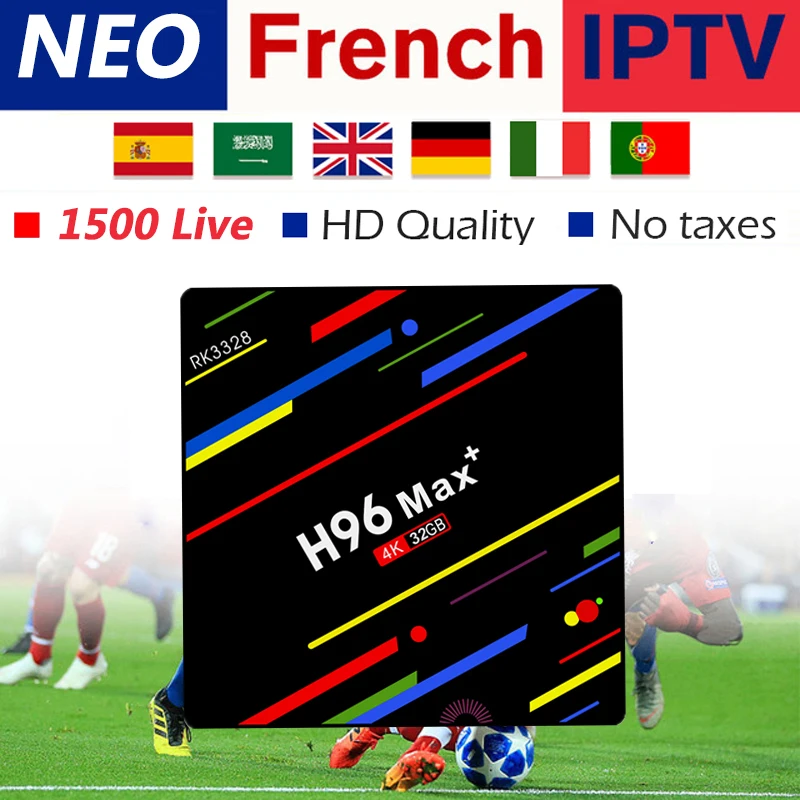 

H96 MAX+android 8.1 tv box for smart tv with best French Belgium Arabic Morocco iptv subscription 1200 live full 4k tv box